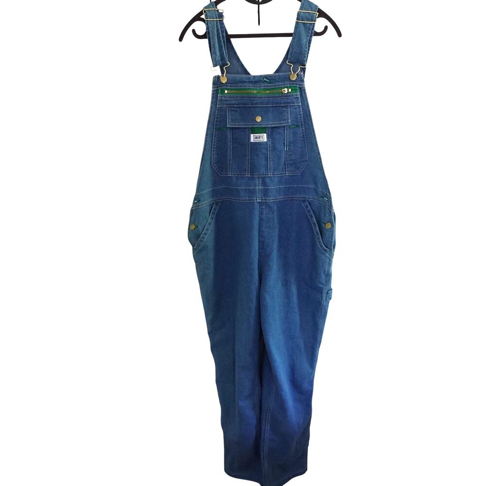 NWT Liberty Denim Bib Overalls Womens L Dark Wash Workwear Heritage 90s Grunge